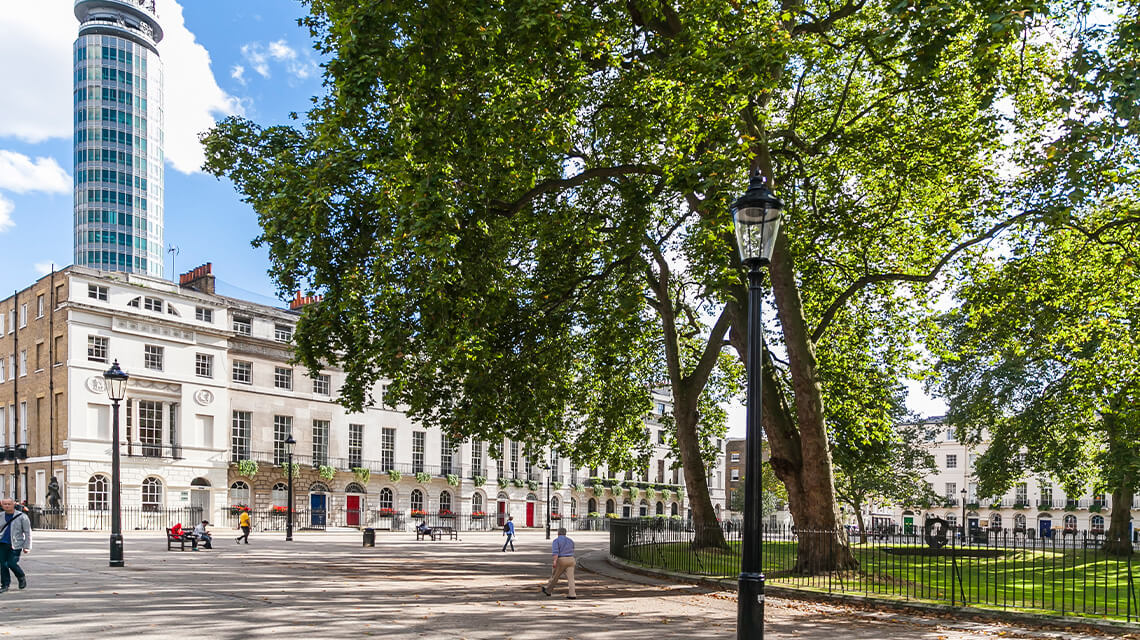 A pretty street in Fitzrovia.