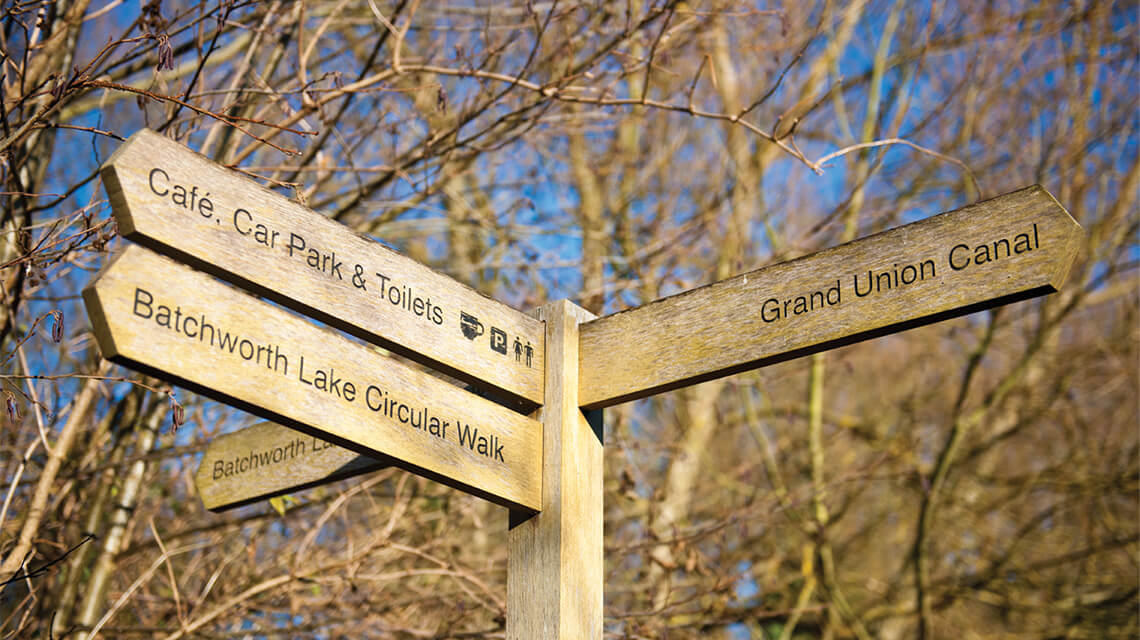 A direction sign in Rickmansworth, one of the best buy-to-let locations outside London.