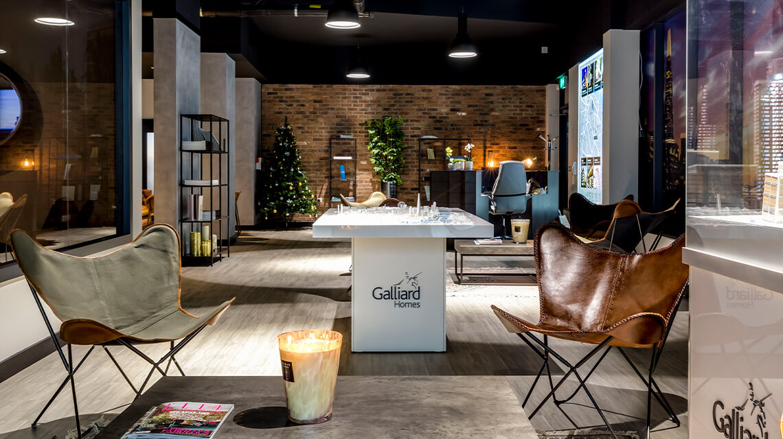 A covid-secure Galliard Homes marketing suite