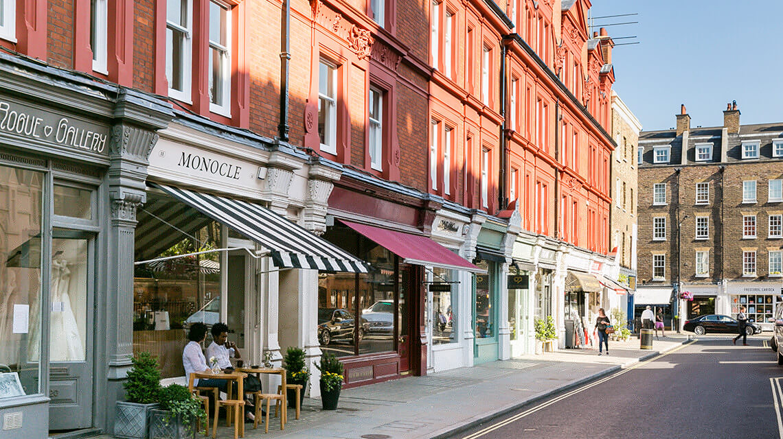 A street in prime property in London location, Marylebone.