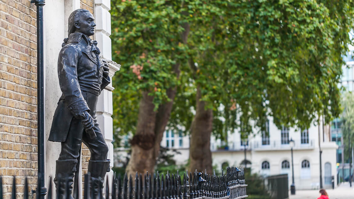 A statue in Fitzrovia.