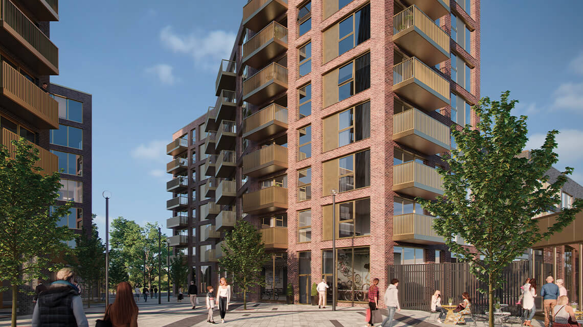 Exterior CGI at Park Avenue Place, Deptford.