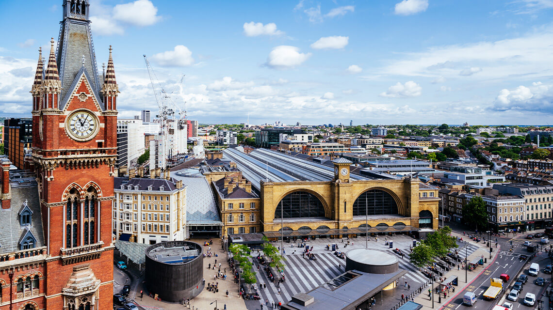 Aerial view of King's Cross station