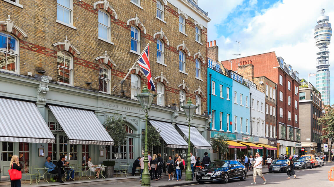 Charlotte Street in Fitzrovia