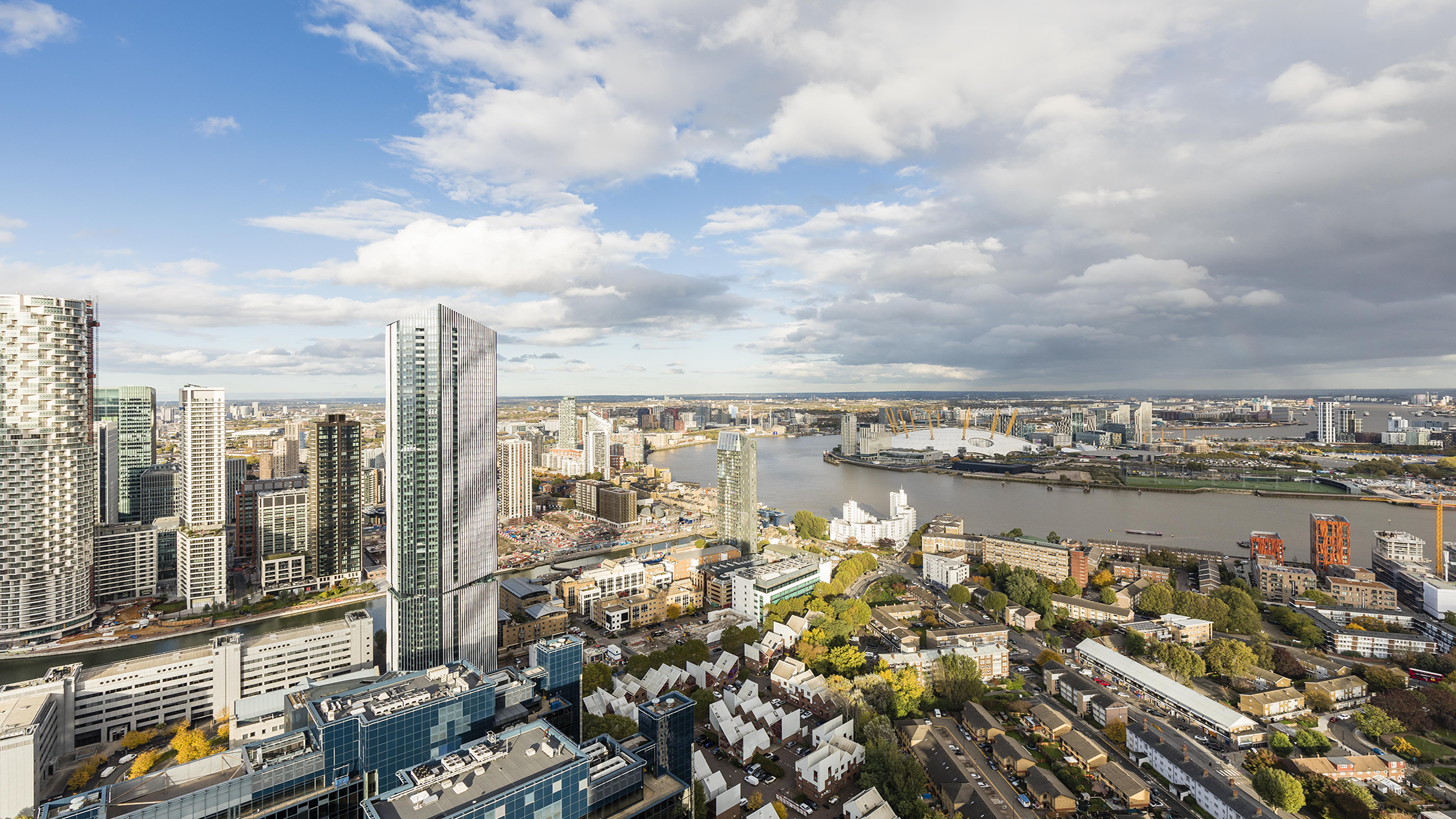 An aerial shot of London's Docklands.