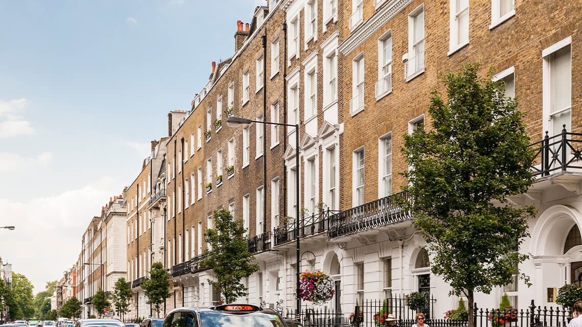 A row of luxury properties in Marylebone London