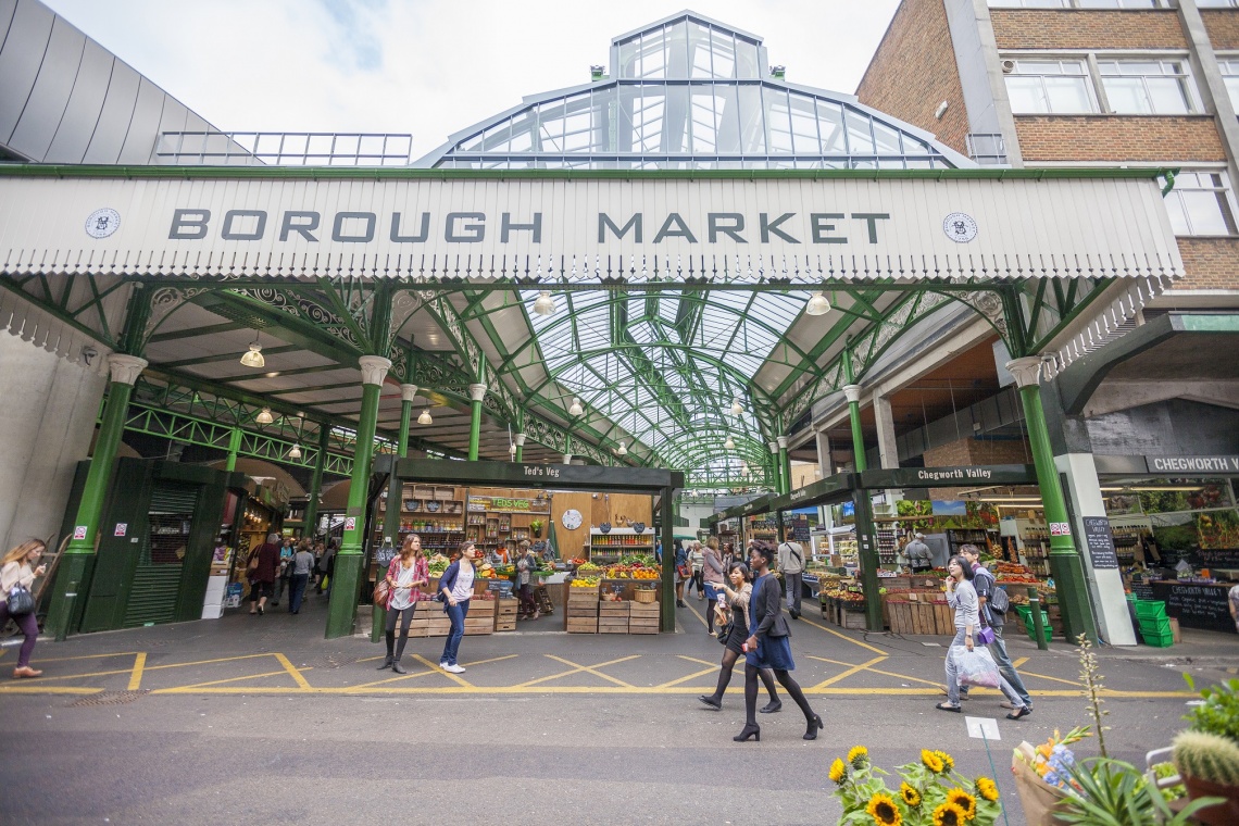 Borough Market, London, Nearby Galliard Homes' development Trilogy