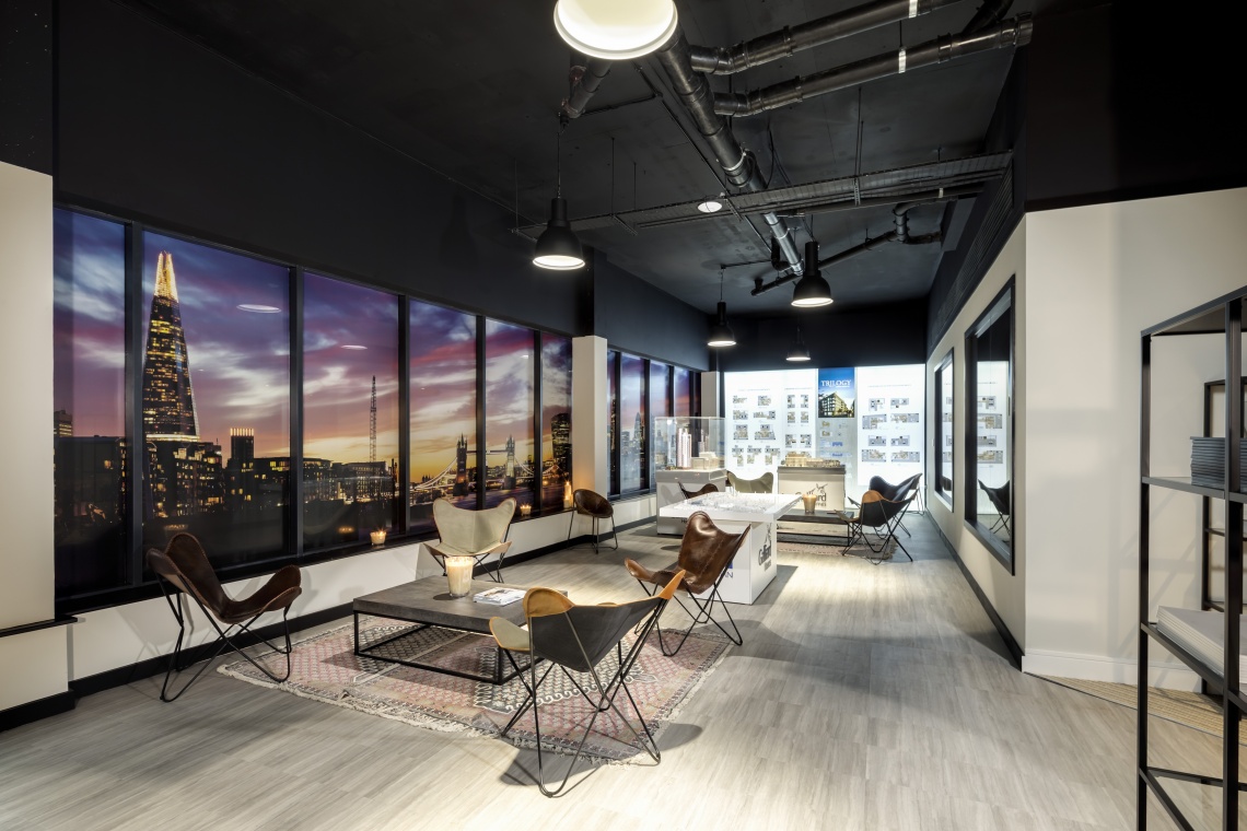 A Galliard Homes sales and marketing suite in Southwark, London.