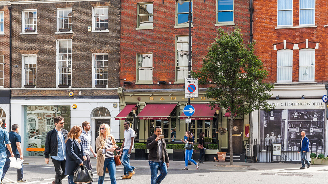 A busy street in Fitzrovia