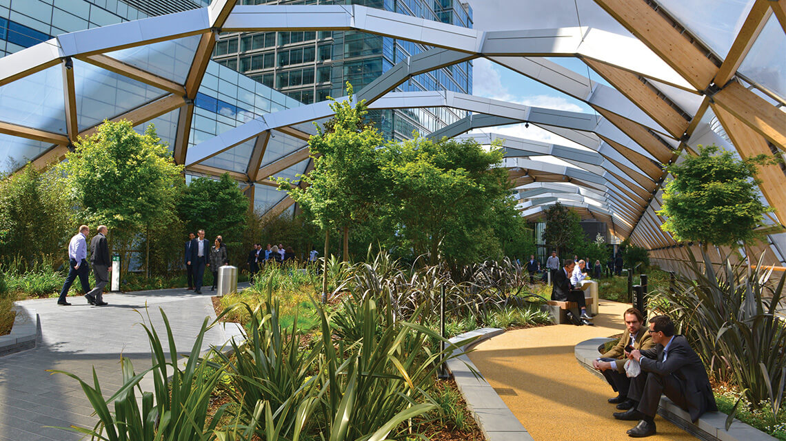 Crossrail Place Roof Garden in Canary Wharf