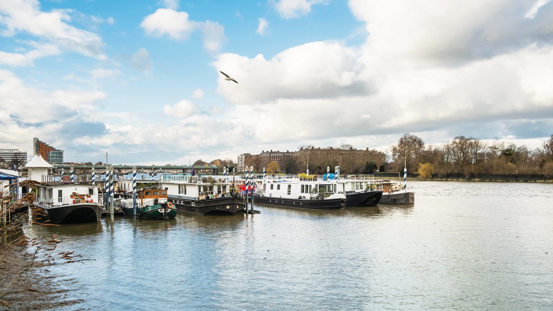 Boats on the River Wandle in Wandsworth, London