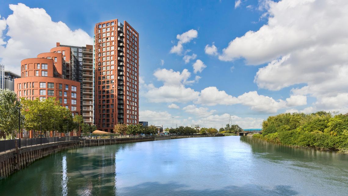 Orchard Wharf exterior, ©Galliard Homes. Orchard Wharf exterior, ©Galliard Homes.
