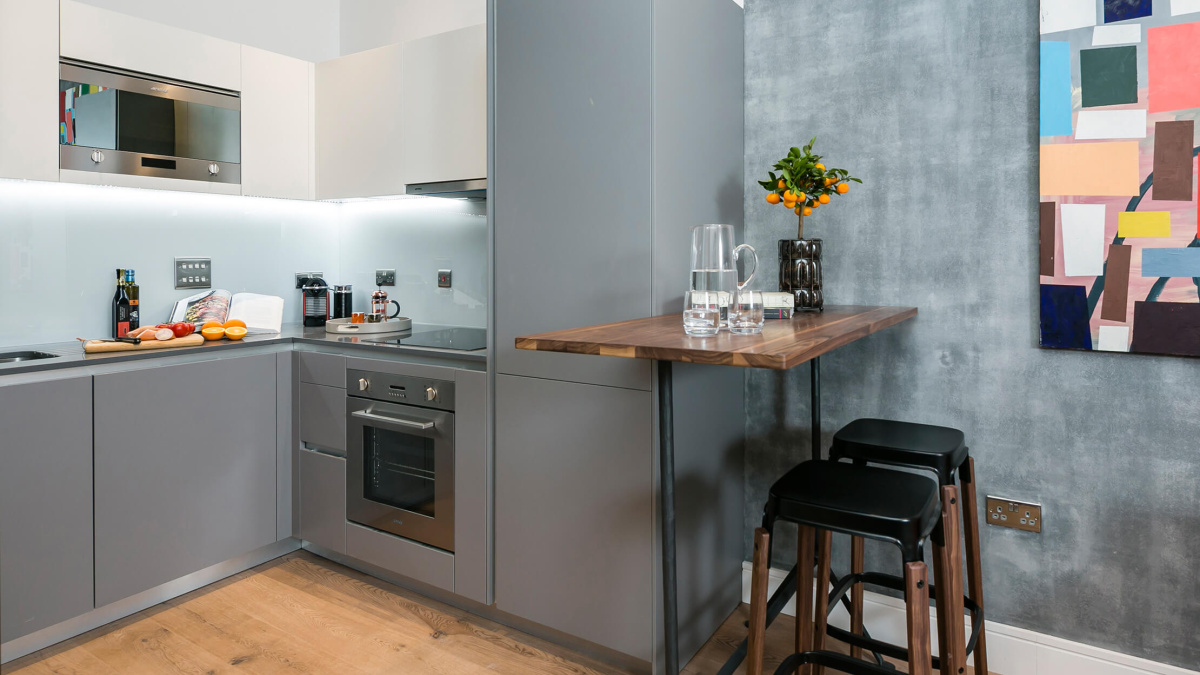 Kitchen area at Carlow House, ©Galliard Homes.