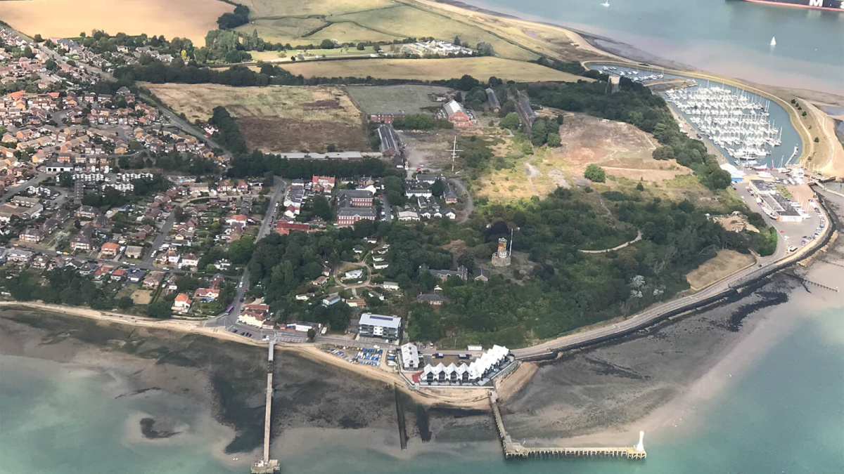 Aerial View Of Barrelmans Point and The Shotley Penninsula, computer generated image intended for illustrative use only, ©Wavensmere