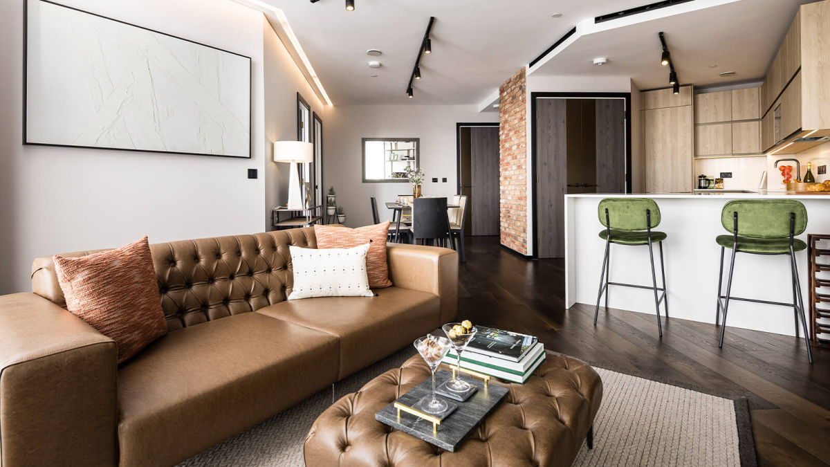 Open-plan living at The Stage, ©Galliard Homes.