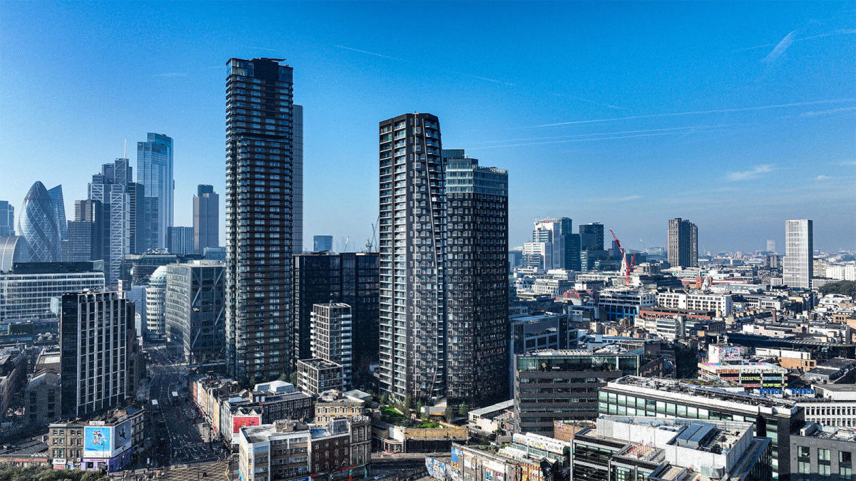 The Stage aerial view, ©Galliard Homes.