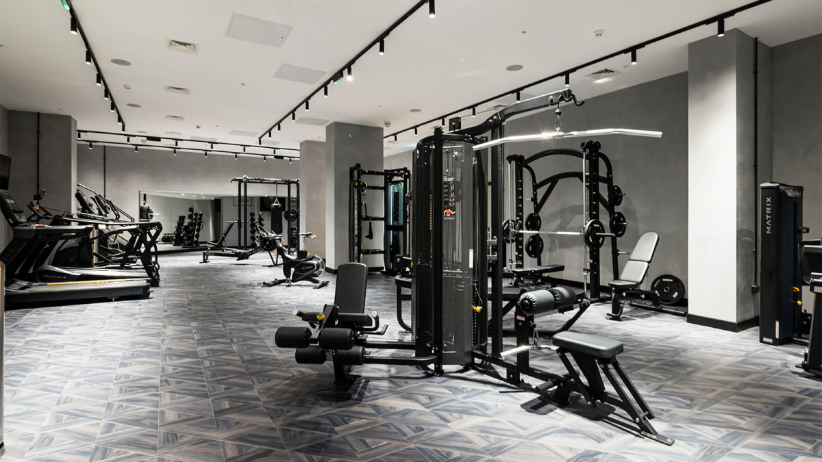Gymnasium in lower level 2 at The Stage, ©Galliard Homes.