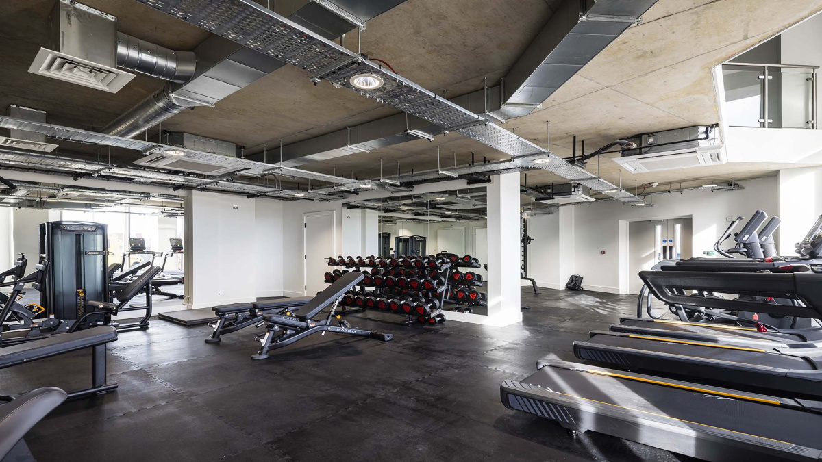 Residents' gymnasium at Timber Yard, ©Galliard Homes.