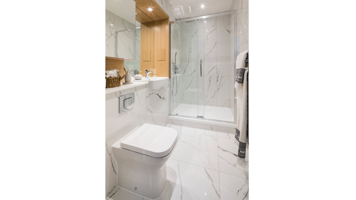 Bathroom at the St Edwards Court show apartment, ©Galliard Homes.