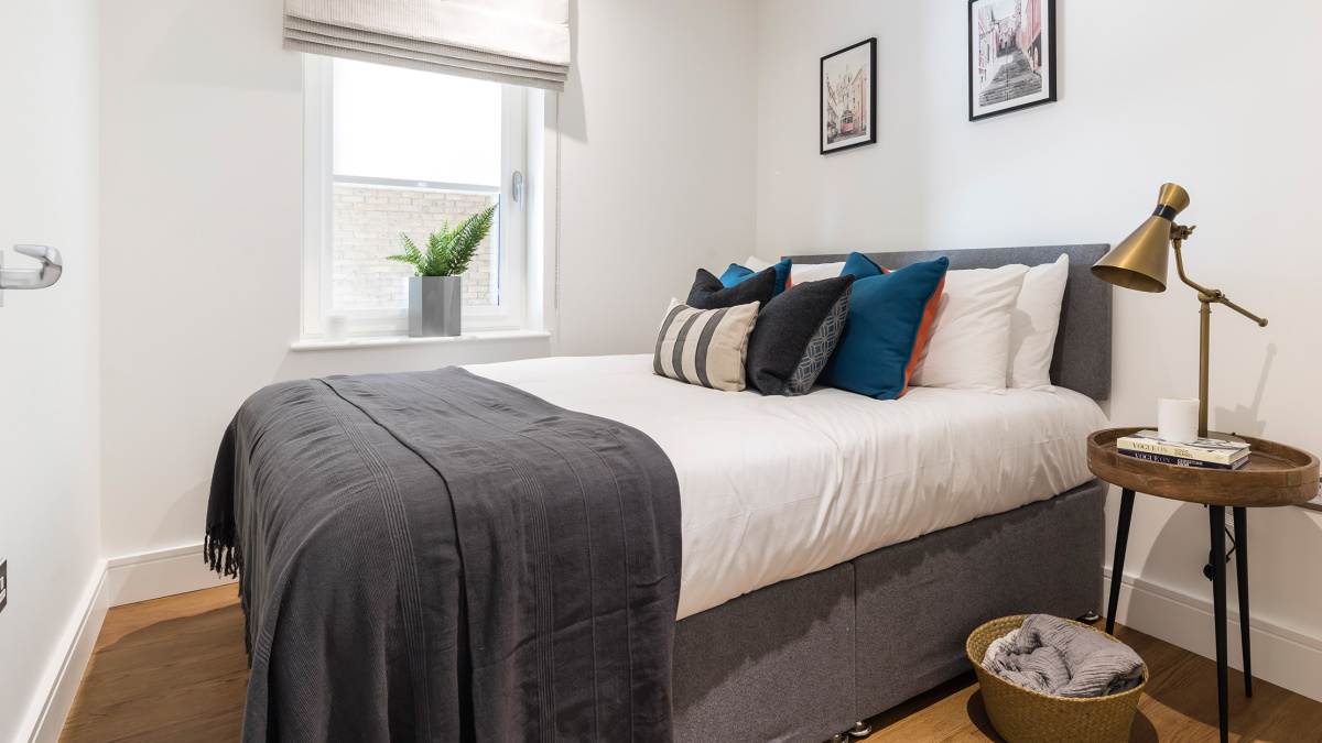 Bedroom area at the St Edwards Court show apartment, ©Galliard Homes.