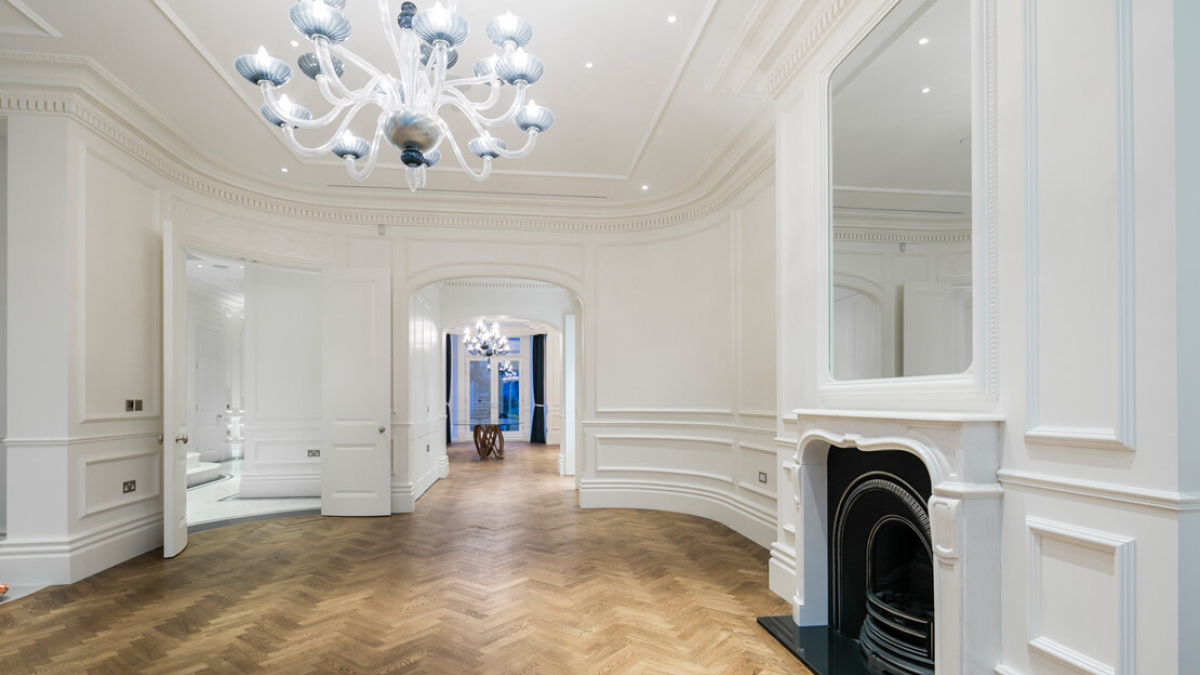 Living room at 42 Belsize Park, ©Galliard Homes.