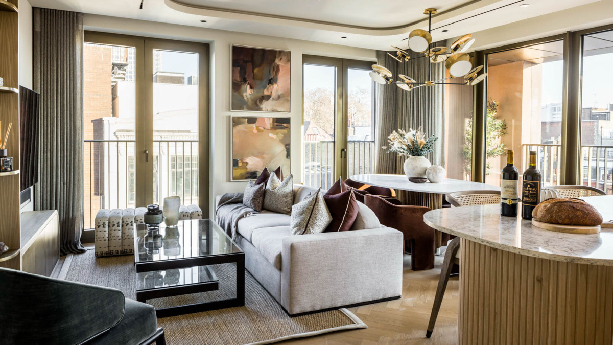 Living and dining area at a TCRW SOHO penthouse ©Galliard Homes.