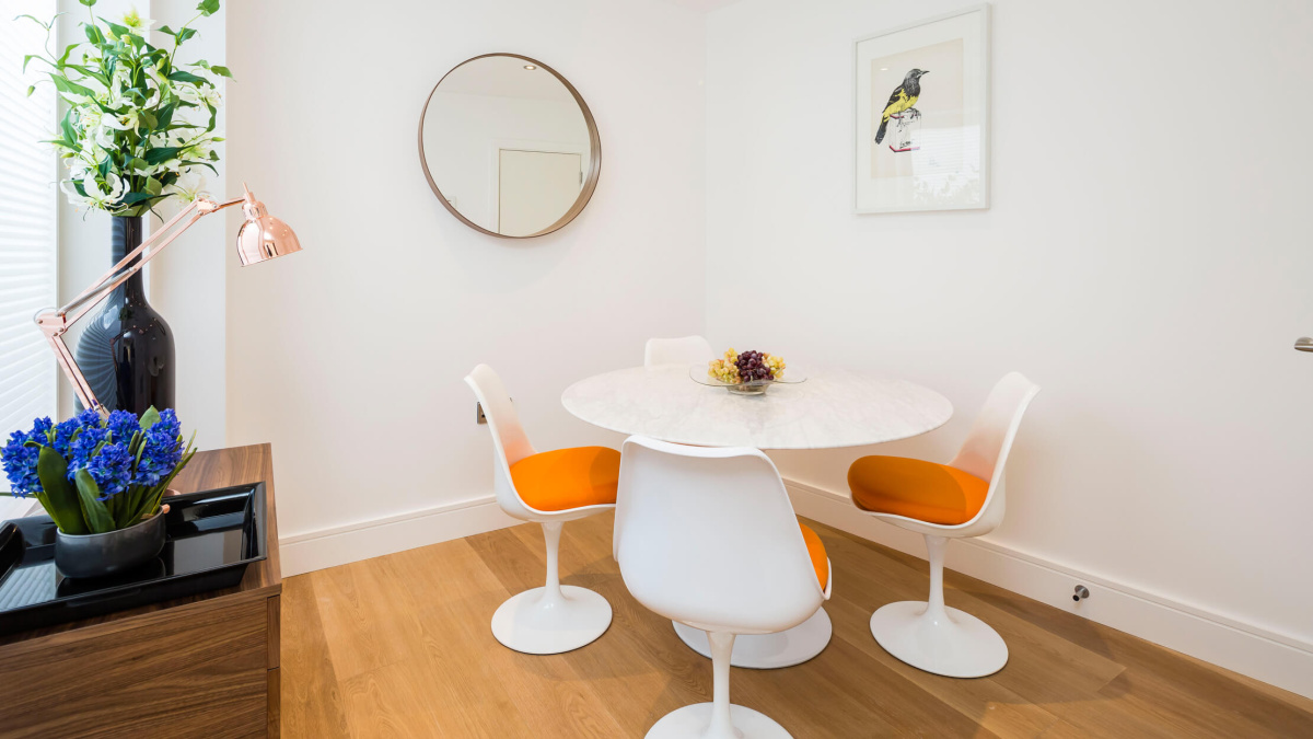 Dining area at Merryweather House, ©Galliard Homes.