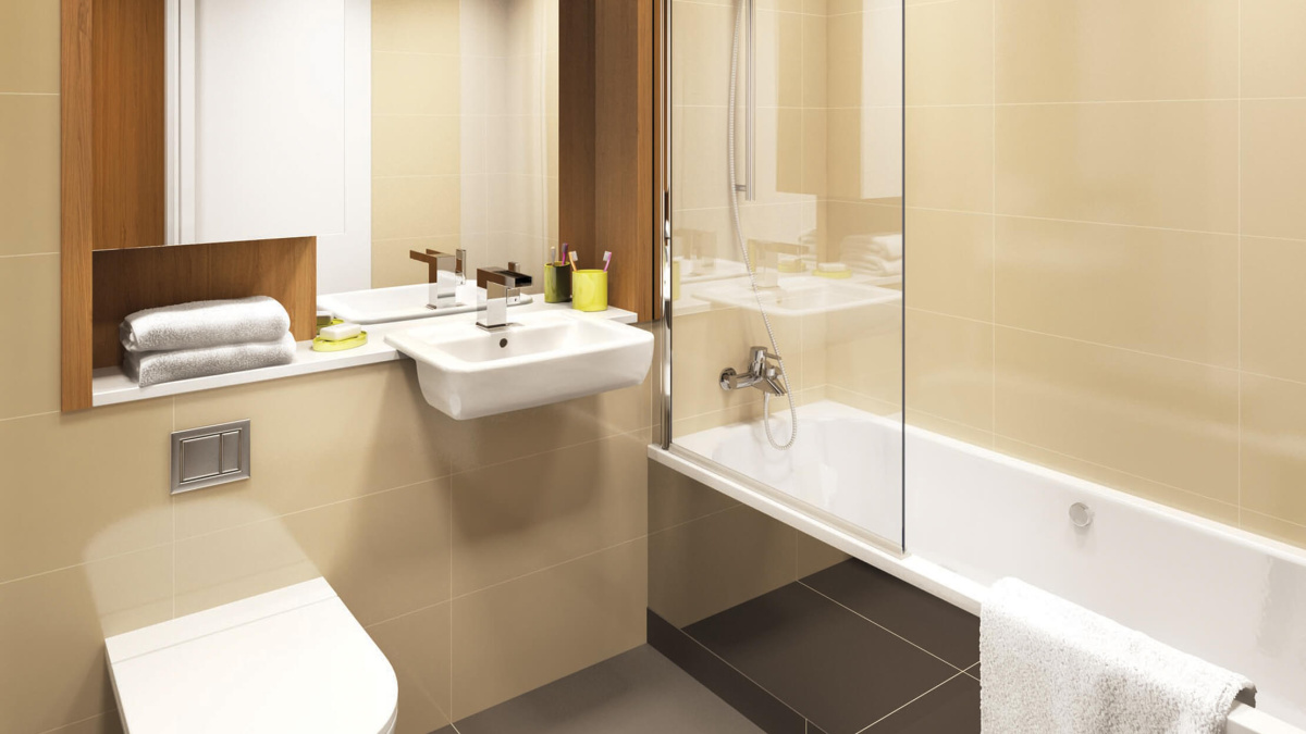 Bathroom at Capital Towers, computer generated image intended for illustrative purposes only, ©Galliard Homes.