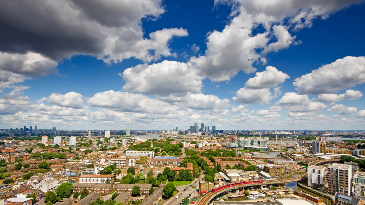 Panoramic view from the viewing tower at Distillery Tower, ©Galliard Homes.