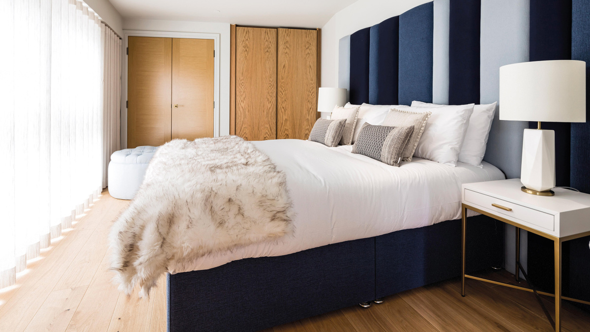 Bedroom at a Galliard Homes apartment, ©Galliard Homes.