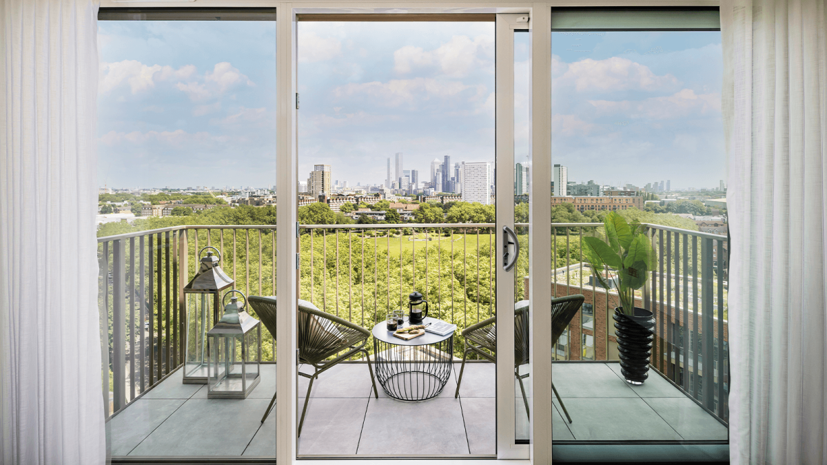 Balcony at Neptune Wharf ©Galliard Homes.