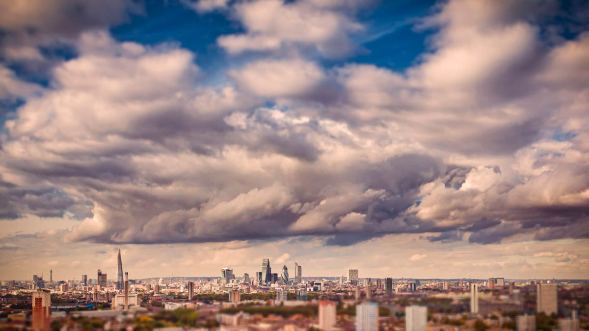 Views from communal roof terrace at Distillery Crescent, ©Galliard Homes.