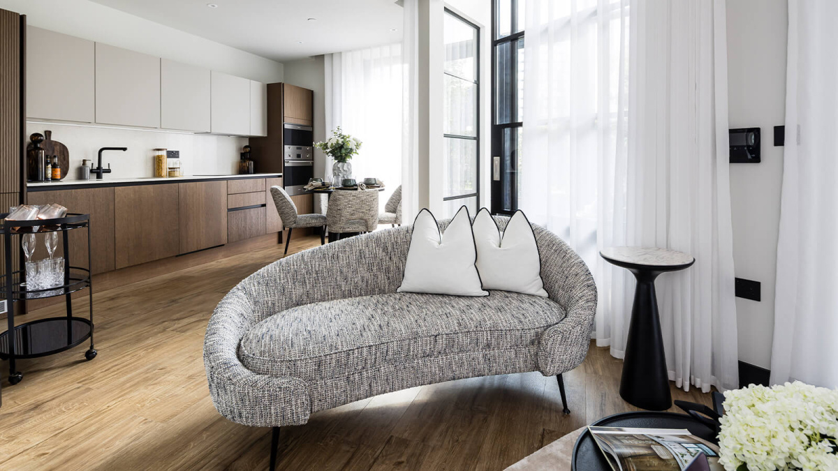 Living area at Arena Quayside, ©Galliard Homes.