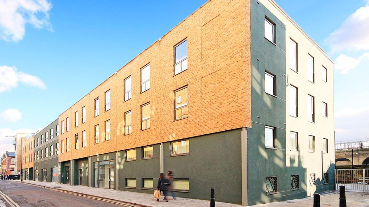 City Point exterior view from Cheshire Street, ©Galliard Homes.