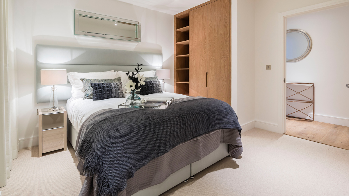 Bedroom at a Marine Wharf East show flat, ©Galliard Homes.