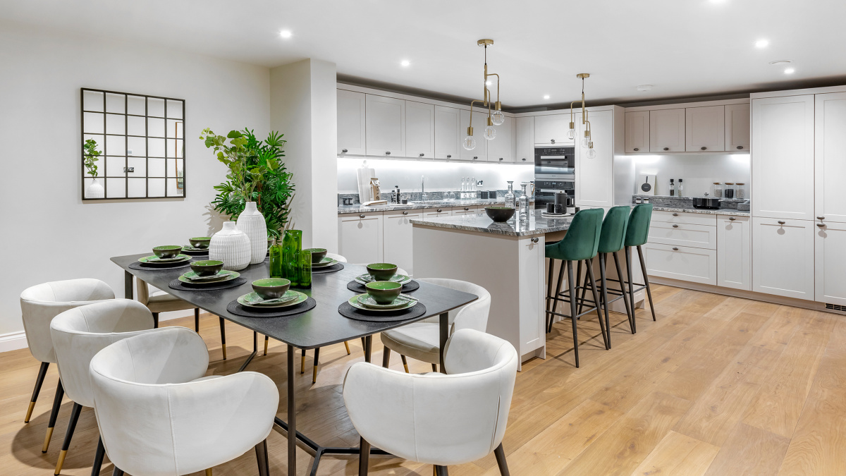 Kitchen area at the Hope House show home, ©Acorn Property Group.