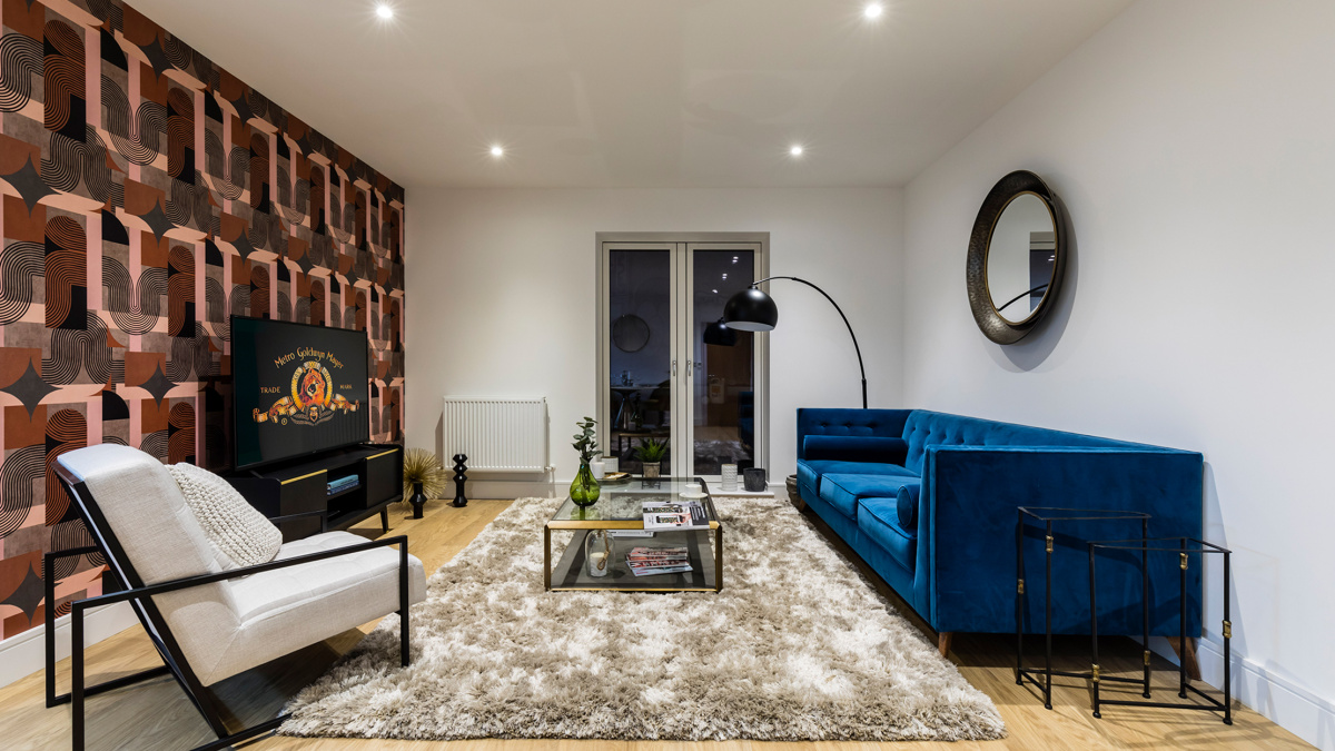 Living area in a Church Road show apartment, ©Galliard Homes.