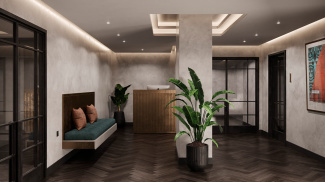 The Stage lobby, computer generated image intended for illustrative purposes only, ©Galliard Homes.