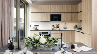 Kitchen and dining area at The Stage ©Galliard Homes