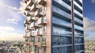 The Stage exterior, computer generated image intended for illustrative purposes only, ©Galliard Homes.