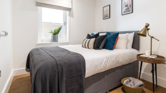 Bedroom area at the St Edwards Court show apartment, ©Galliard Homes.