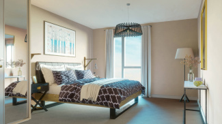 Bedroom at Park Central, computer generated image intended for illustrative purposes only, ©Galliard Homes.
