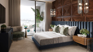 Bedroom at TCRW SOHO; image intended for illustrative purposes only, ©Galliard Homes.