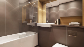 Bathroom at The Fusion, computer generated image intended for illustrative purposes only, ©Galliard Homes.