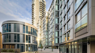 Distillery Pavilion exterior, computer generated image intended for illustrative purposes only, ©Galliard Homes.