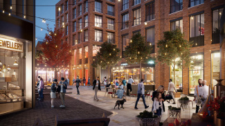 St Paul's Quarter exterior view, computer-generated image intended for illustrative purposes only, ©Galliard Homes