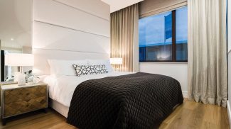 Bedroom at the Carlton House showroom, ©Galliard Homes.