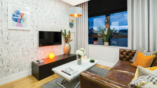 Living area at the Carlton House showroom, ©Galliard Homes.