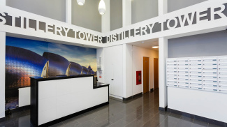 Concierge lobby at Distillery Tower, ©Galliard Homes.