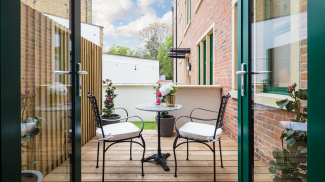 Private terrace area at a Crescent House show apartment, ©Galliard Homes.